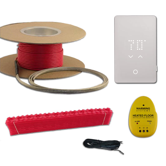 Warming Systems - 15 Sqft 120V Electric Radiant Floor Heating Kit – Includes Heating Cable, Programmable Thermostat, Sensor, Cable Guides, Installation Monitor and Under Tile Heated Floors