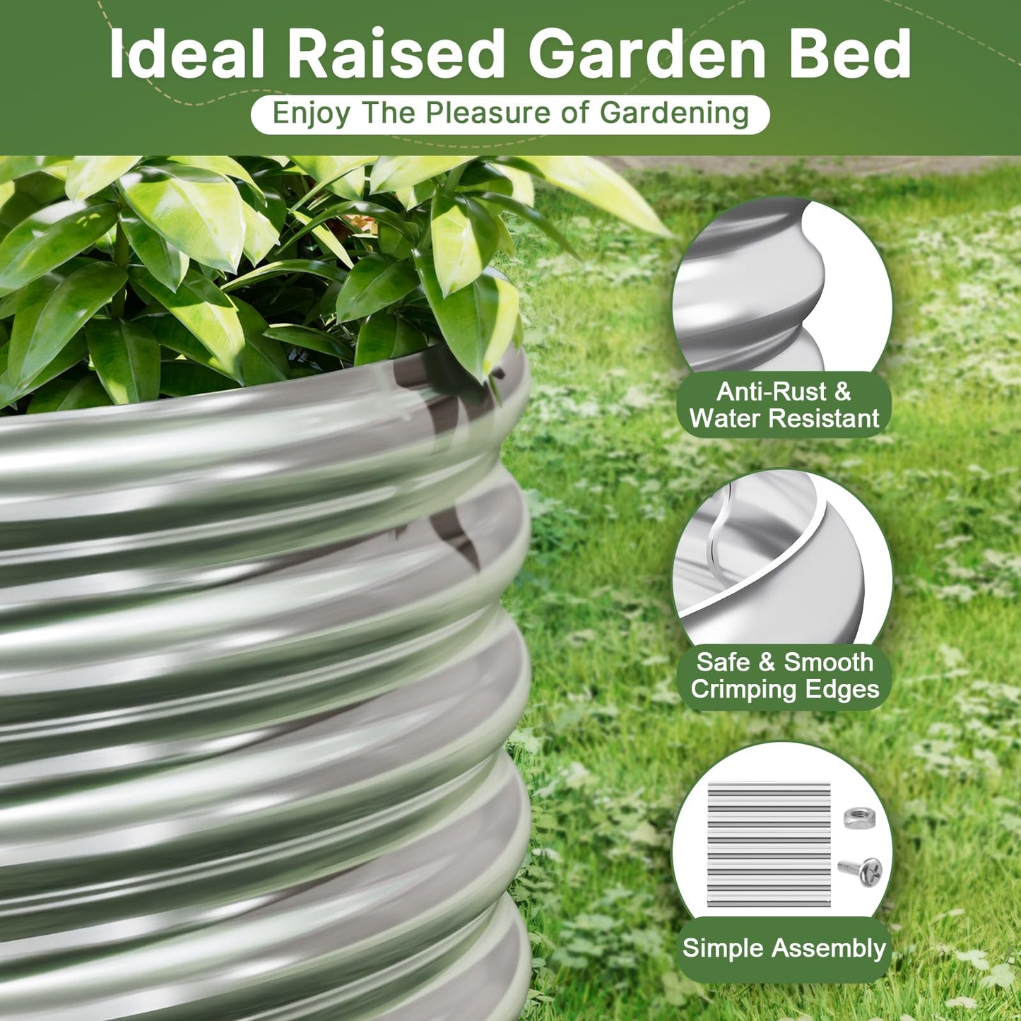 Mostmahes 2 PCS Tall 8x4x1.5ft Galvanized Raised Garden Bed Outdoor, Metal Garden Bed for Vegetables, Above Ground Garden Box for Flower, Steel Raised Beds for Gardening