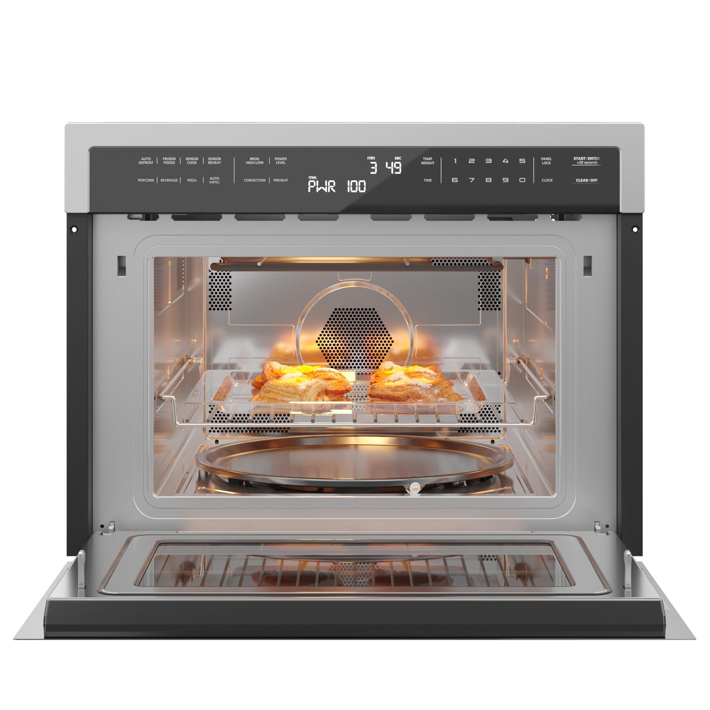 KoolMore 24 Inch Built-in Convection Oven and Microwave Combination with Broil, Soft Close Door, 1000 Watt Power, Stainless Steel Finish, Touch Control LCD Display