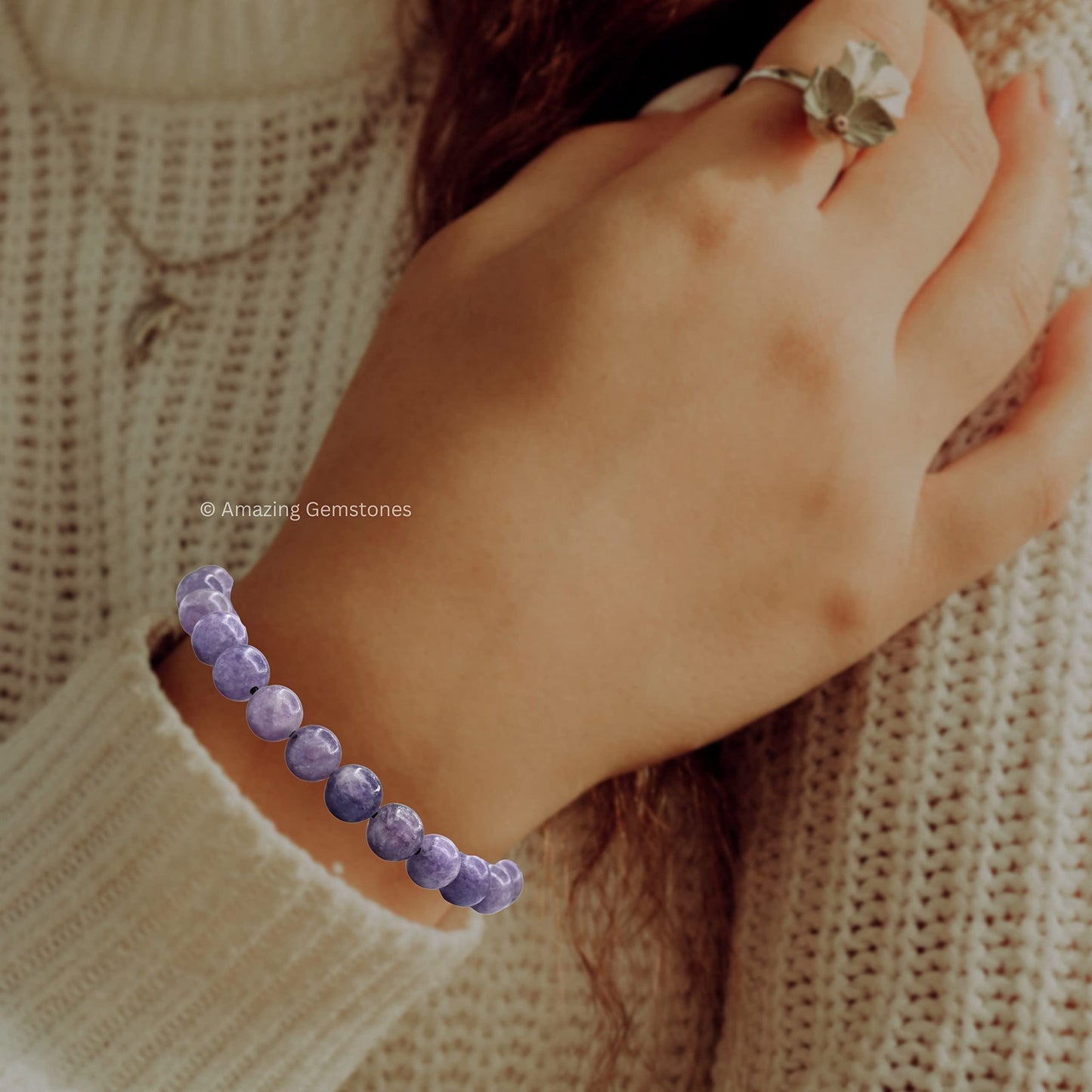 Amazing Gemstone Lepidolite Bracelet for Women Men's Gifts - Protection Healing Crystal Bracelet - 8mm Gemstones Beaded Adjustable Bracelet Pulseras Para Hombres Mujer Stocking Stuffers