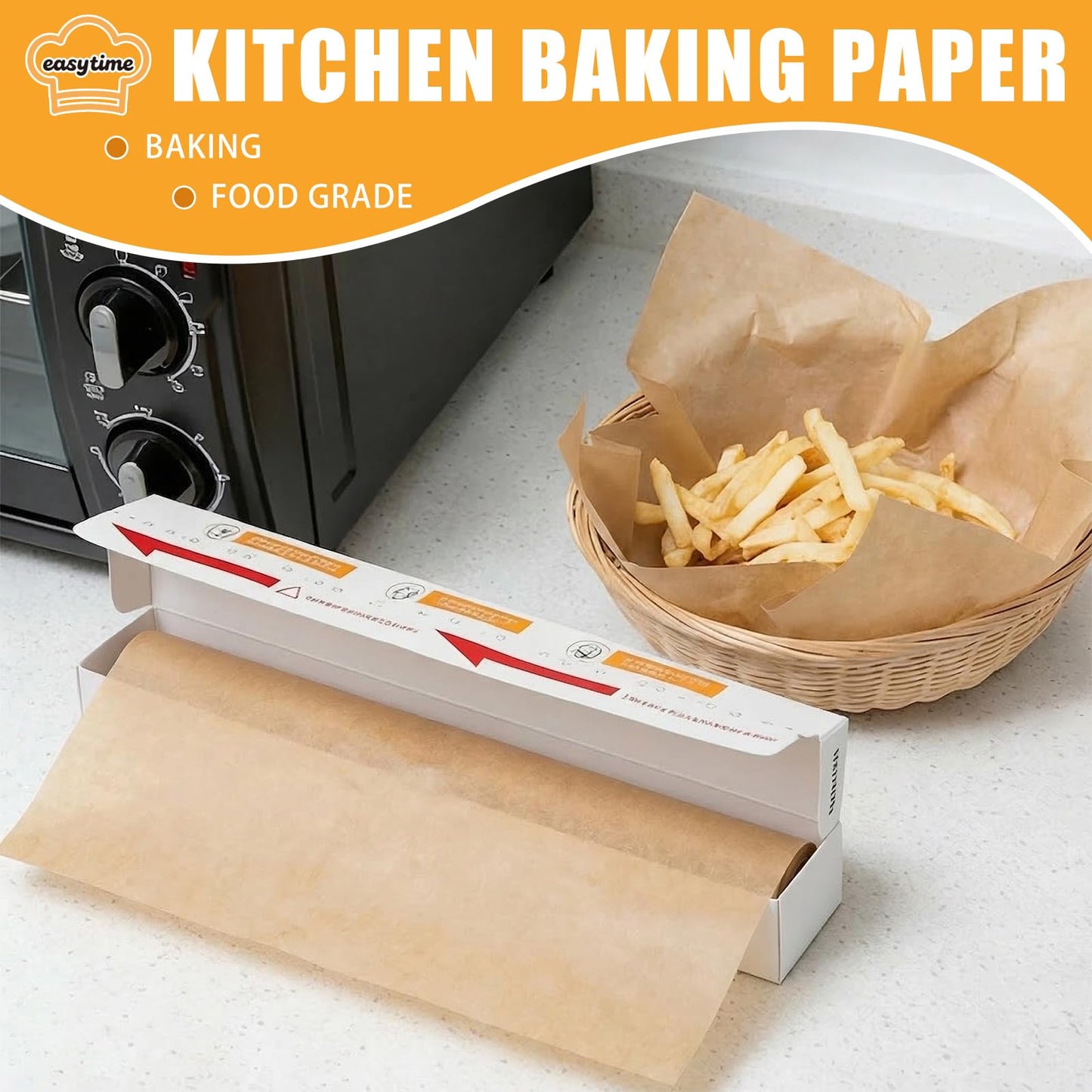 Parchment Paper Roll, 3 Boxes 12"x33ft Air Fryer Paper Liner Total 99′, Parchment Paper for Baking, Non-Stick Baking Paper with Cutter Oil Proof Heat-resistant for Cooking Grilling Steaming Brown