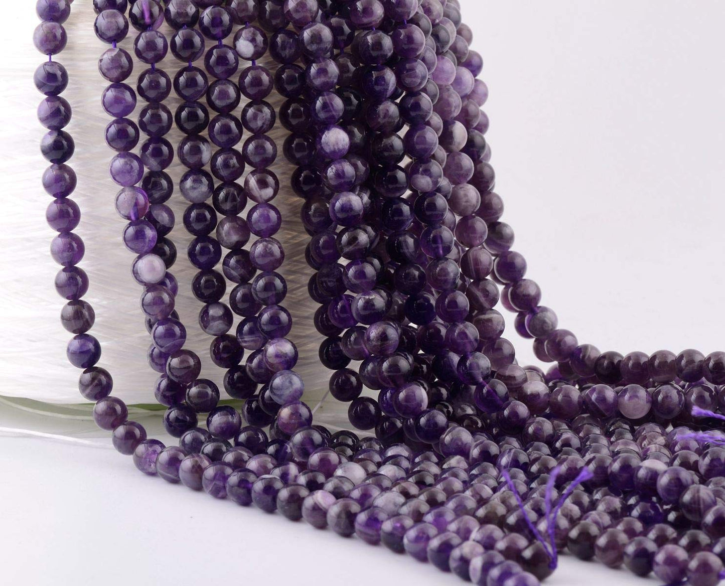 Natural Stone Beads 100pcs 8mm Amethyst Round Genuine Real Stone Beading Loose Gemstone Hole Size 1mm DIY Charm Smooth Beads for Bracelet Necklace Earrings Jewelry Making (Amethyst)