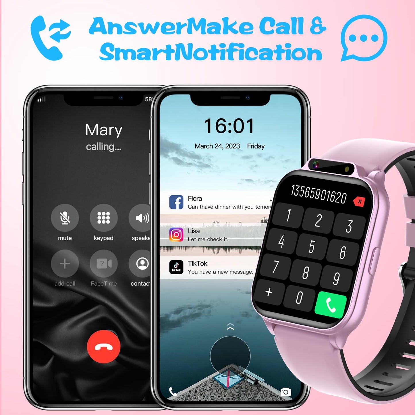 Smart Watch for Kids,1.85" Fitness Tracker with Heart Rate,Sleep Monitor,Built-in AI(Translation/Q&A/Watch Face/Image recognition Smartwatches,NO APP/Phone, Gift for Boys Girls.(Built-in AI, Pink)