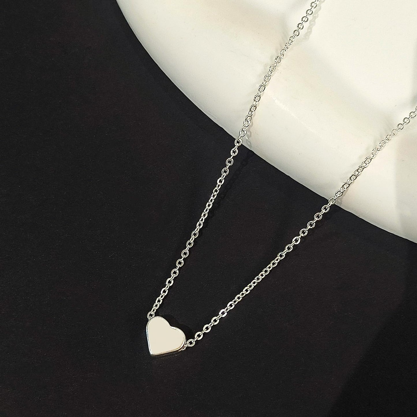 Zeffy Tiny Heart Necklace Sterling Silver Dainty Cute Heart Choker Necklaces Simple Love Heart Pendant Necklace Trendy Jewelry for Women