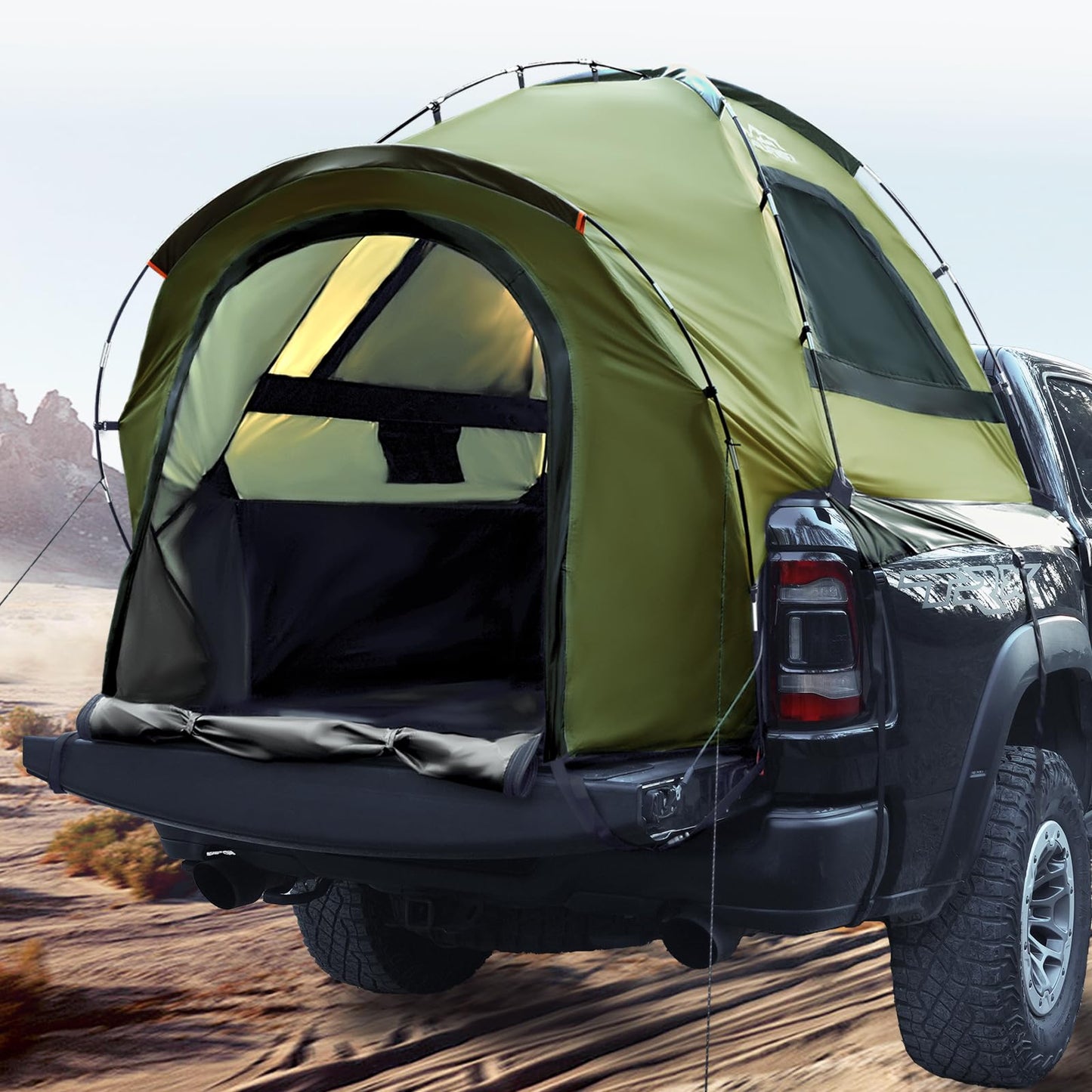 Truck Bed Tent, Waterproof PU3000mm Pickup Truck Tent for Camping 5.0-5.4 Ft Bed, 2-3 Person Sleeping Truck Tent, Portable for Car Camping