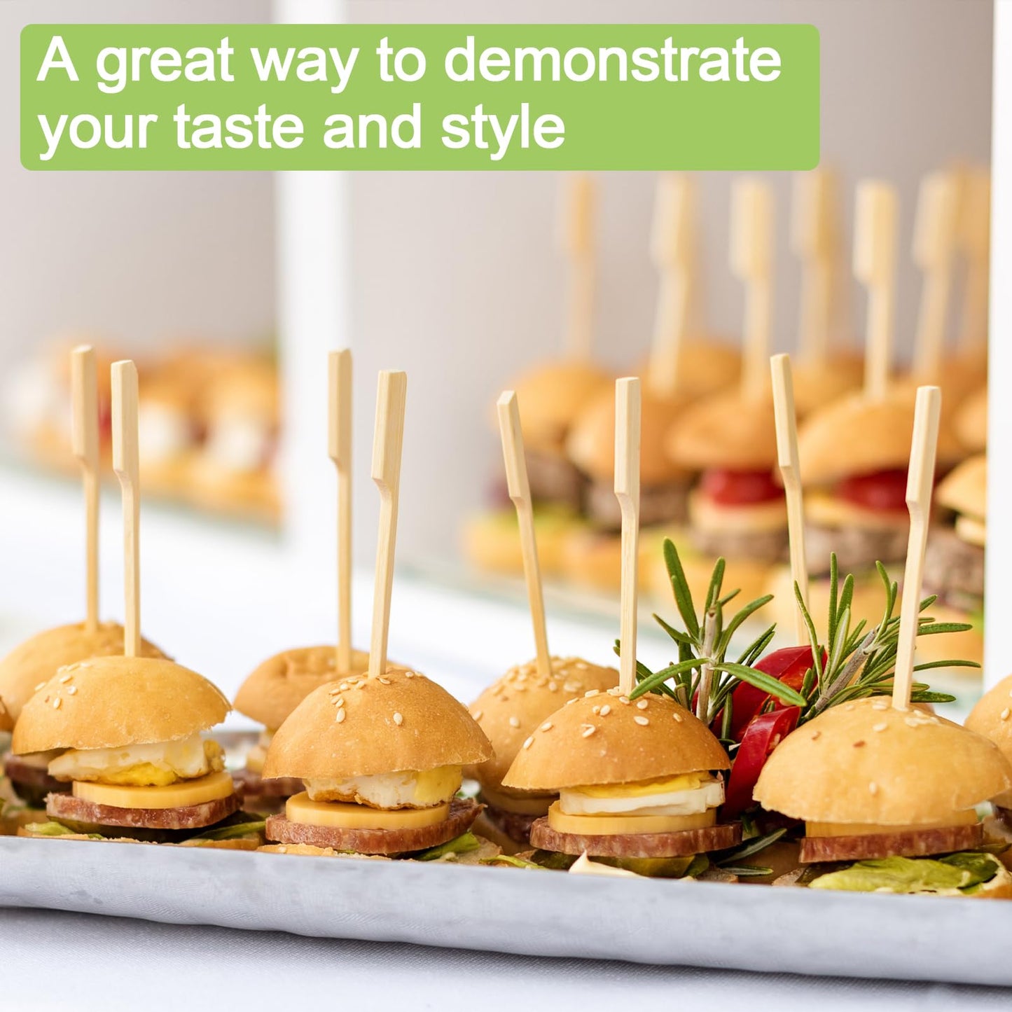 1200 Pieces Bamboo Appetizer Skewers 4.7 Inch, Cocktail Picks Fancy Toothpicks for Appetizers, Flat Wooden Cocktail Skewers Sticks for Party Food Drinks Fruit BBQ, Charcuterie Boards Accessories