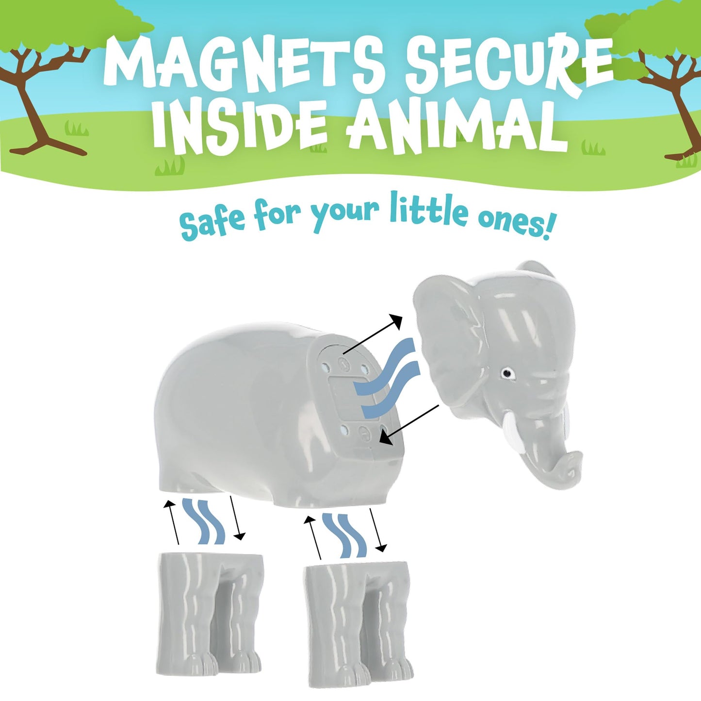 POPULAR PLAYTHINGS Magnetic Animals for Toddlers 1-3, Mix or Match Animal Toys, Set of 4 Gift for Kids - Jungle Animals