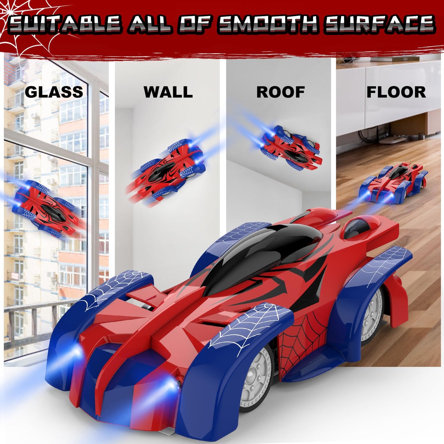 FirYawee Wall Climbing Remote Control Car, 360° Rotating RC Stunt Car with Headlight, Rechargeable RC Cars Toys for 3 4 5 6 7 8-12 Year Old Boys Girls Kids