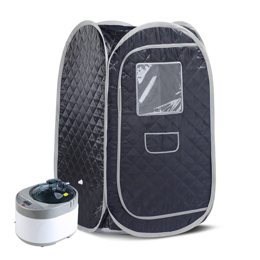 Portable Steam Sauna Set, Foldable One Person SPA Tent with 4L Larger Steamer,Remote Control, Weight Loss&Detox- BlackGrey