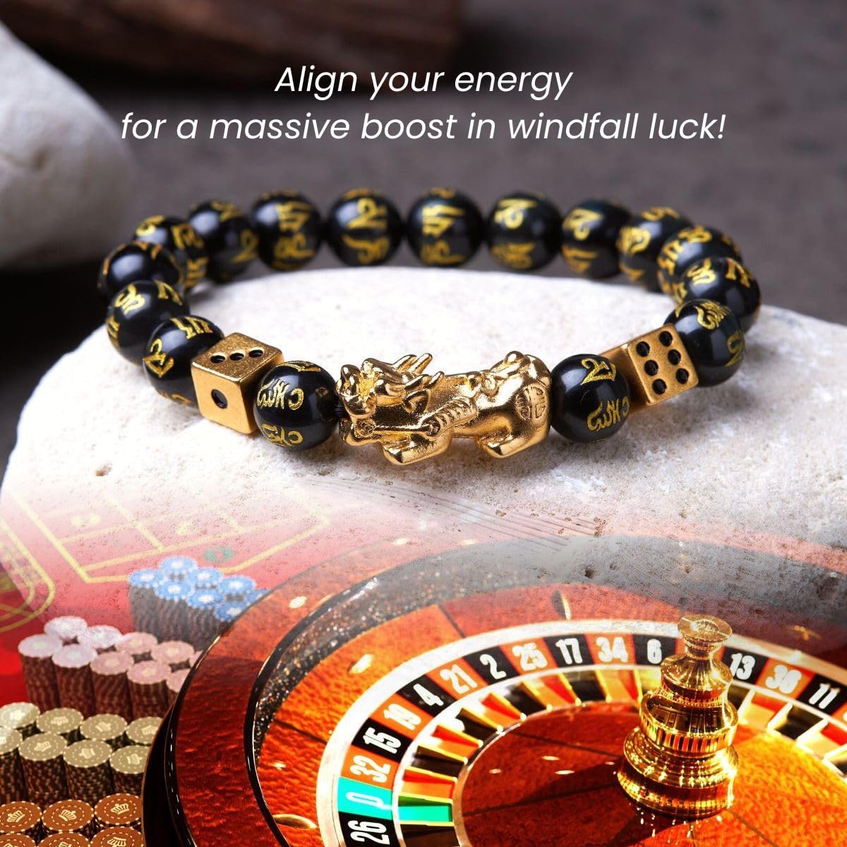 Buddha & Karma Debt Relief & Gambling Luck Pi Xiu/Pi Yao Bracelet – Feng Shui Lucky Charm for Wealth, Protection & Prosperity – Energy Healing Jewelry for Men & Women
