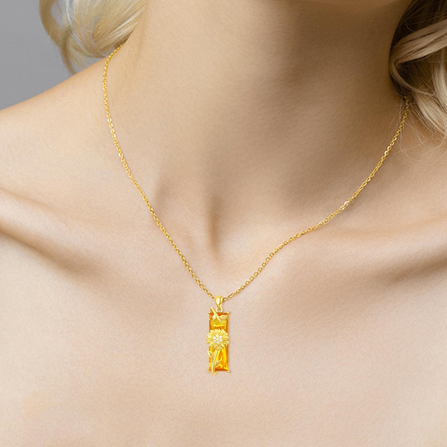 AENEAS Valentines Day Gifts for Women Her Sunflower Necklaces for Women 14K Gold Plated 925 Sterling Silver Sunflower Pendant Citrine Necklace Crystal Flower Jewelry Gift for Wife Her
