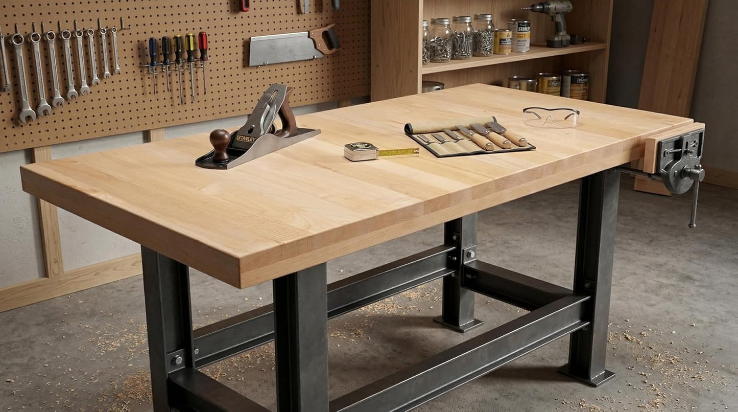 Express KitchQuip Solid Maple Butcher Block Countertop - 1.5” Thick Hardwood Work Surface for Kitchen, Workbench, Desk, Cart, or DIY Tabletop (48"L x 24"W)