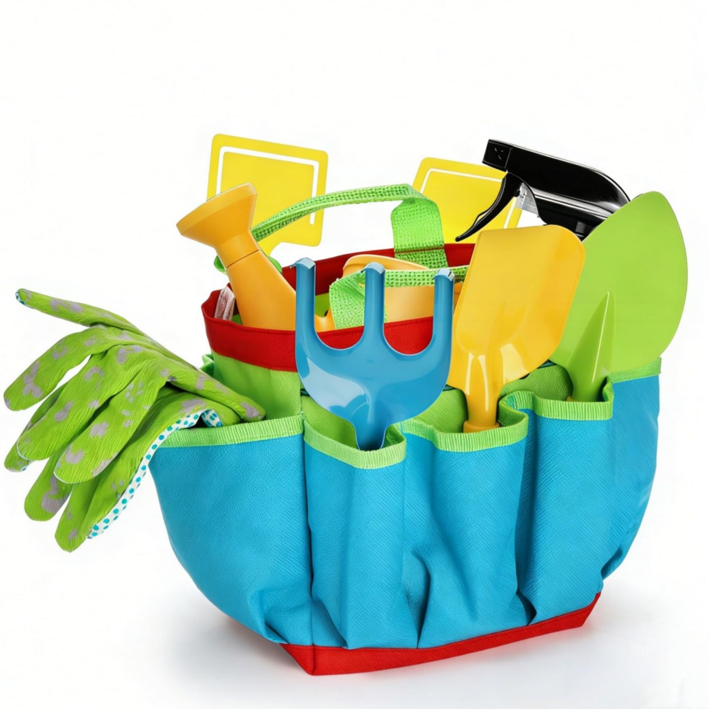 Cididu 8PCS Kids Garden Tools Set, Boys Girls Gardening Kit Tools Including Watering Can, Spray Bottle, Tote Bag, Trowel, Rake, Outdoor Garden Toy Gift for Beach