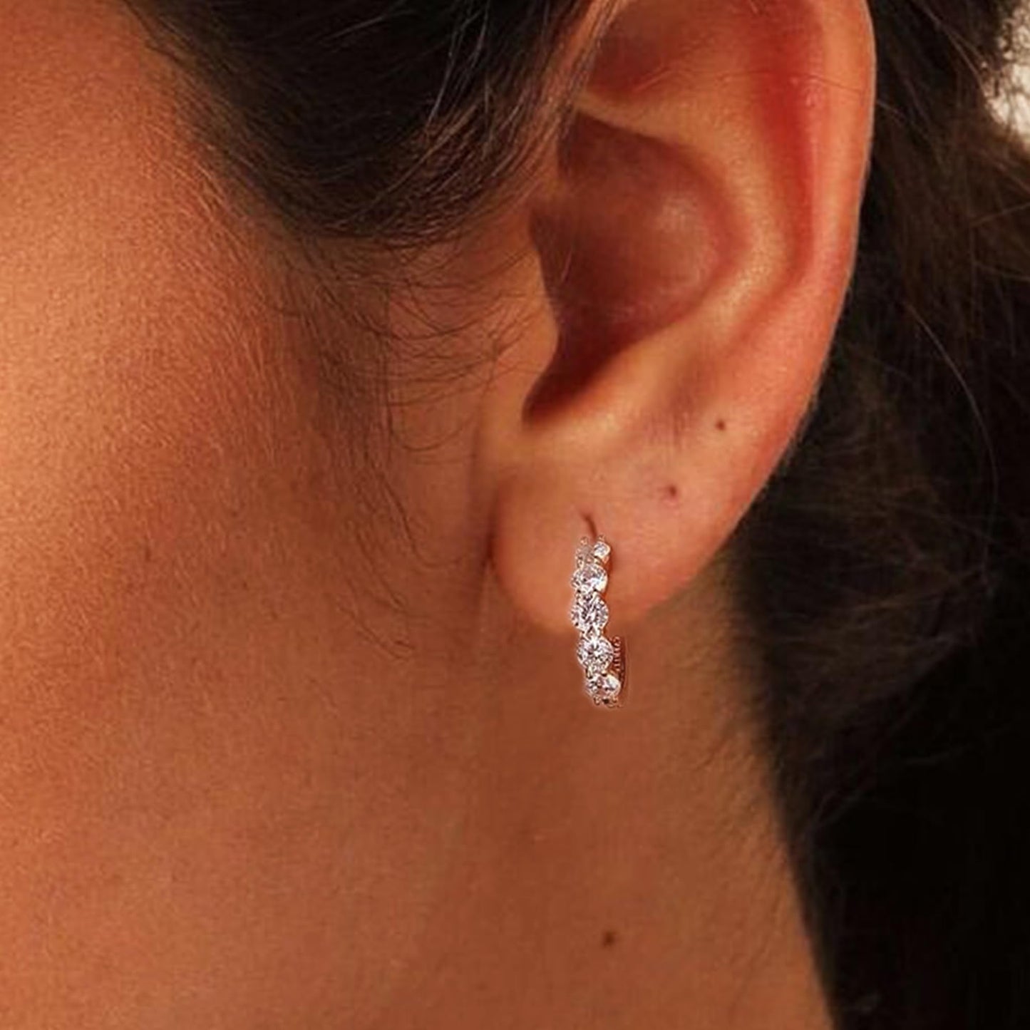 AllenCOCO Sterling Silver CZ Hoop Earrings for Women, Hypoallergenic AAAAA+ Cubic Zirconia Hoop Earrings 14K White/Yellow Small Gold Huggie Hoop Earrings for Women Sensitive Ears Diamond Earrings