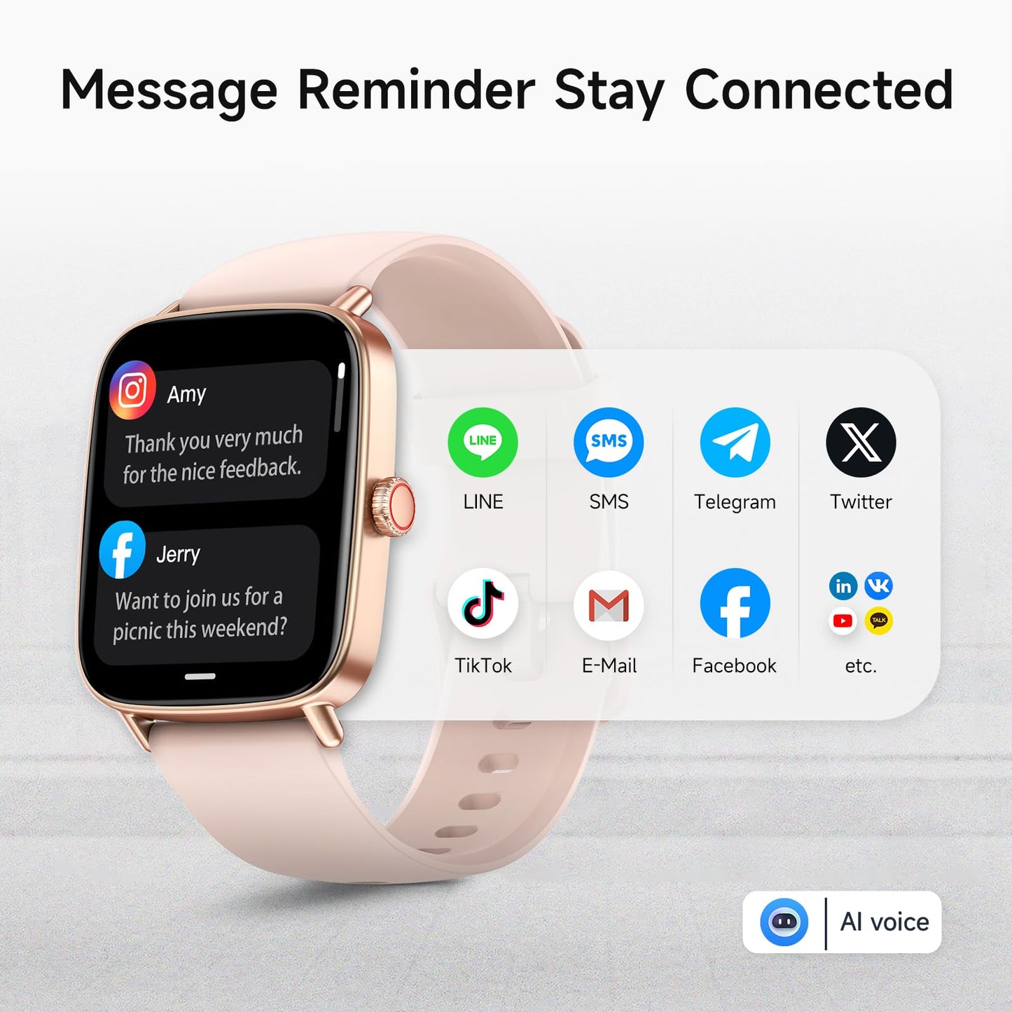 Smart Watch for Women, 1.85" HD Smartwatch Compatible iPhone/Samsung/Android (Answer/Make Calls), 100+ Sport Modes Fitness Tracker with Heart Rate/Sleep/SpO2 Monitor, IP68 Waterproof, with 2 Bands