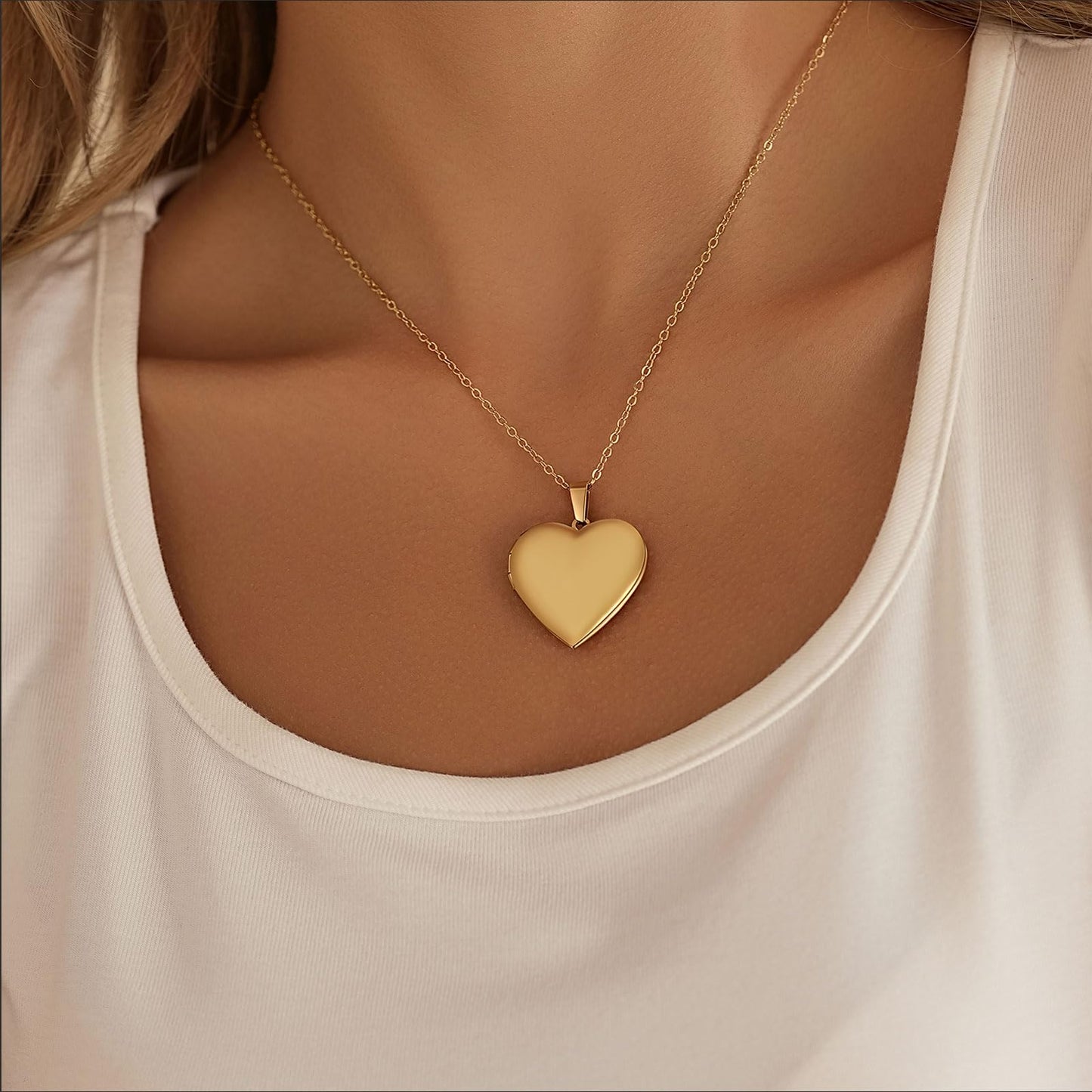PHOCKSIN Gold Heart Locket Necklace 12 Birth Flowers Personalized Love Heart Necklace that Holds Pictures Customized Gifts Locket Necklaces for Birthday Presents