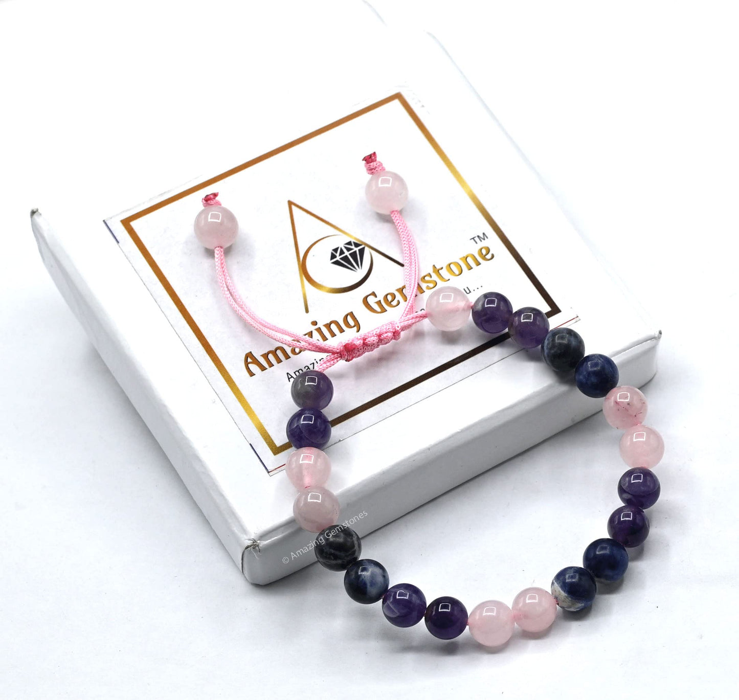 Amazing Gemstone Bracelet for Anxiety and Stress Manifestation - Rose Quartz Sodalite Amethyst Bracelet Set for Men Women Healing Calming Anxiety Stress Relief Gifts Pulseras Para Hombres Mujer