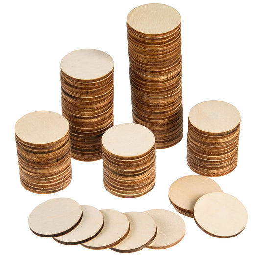 300 Pieces 1.5 Inch Unfinished Round Wood Slices Round Wooden Discs Wood Circles for Crafts Wood Blanks Rounds Cutouts Ornaments Slices for DIY Art Crafts Christmas Decorations