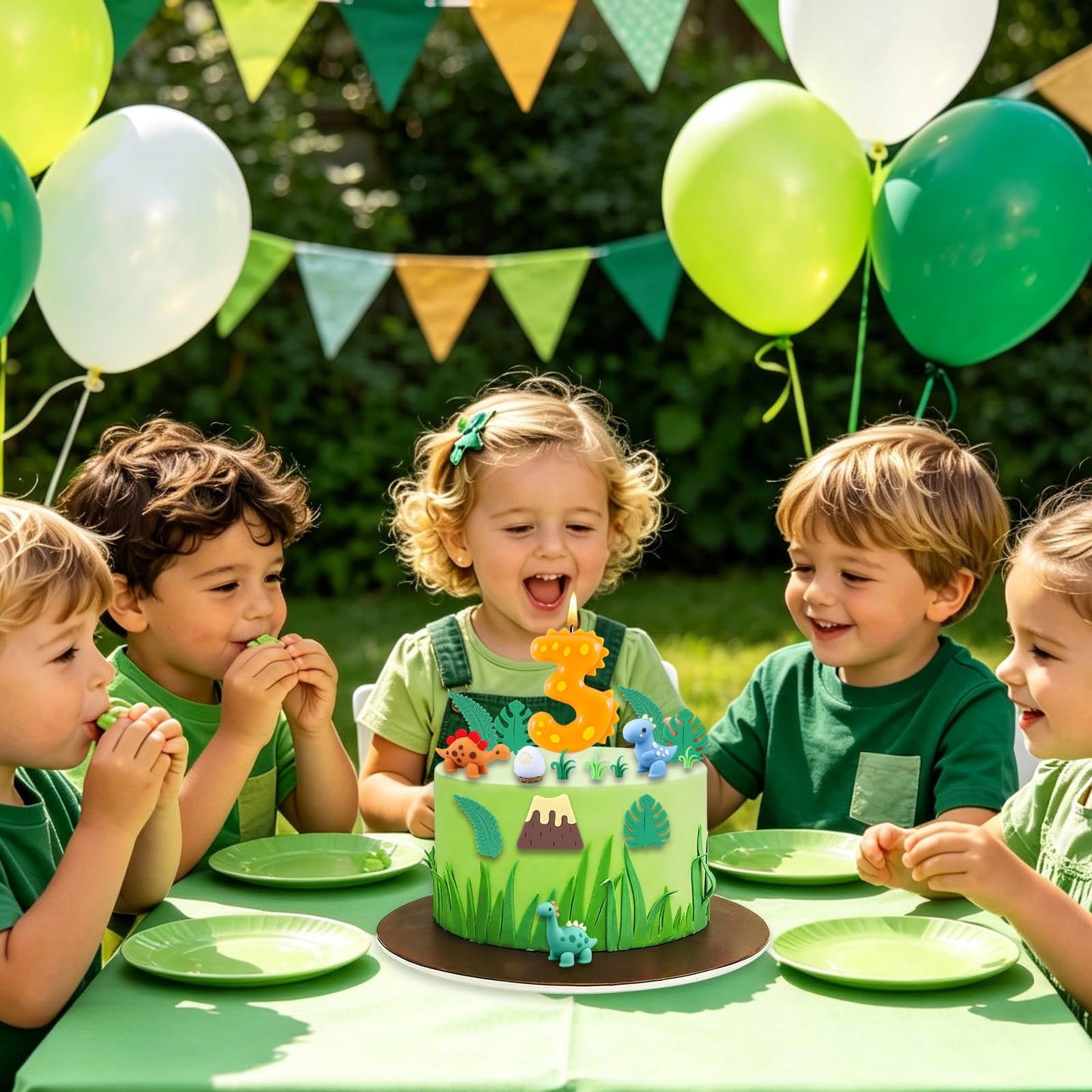 Dinosaur 3rd Birthday Cake Decorations - 15Pcs Dinosaur Cake Toppers with Number 3 Candle, Perfect for Boys Kids 3 Year Old Dinosaur Themed Party Supplies