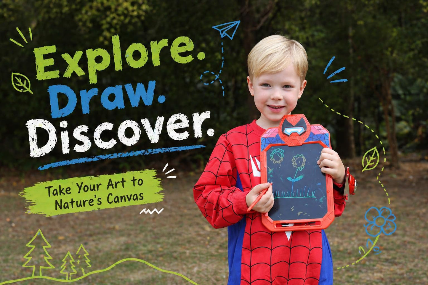 Fullware LCD Writing Tablet for Kids 10 Inch Spider Hero for Toddler 3 4 5 6 7 8 - Paint, Doodle Board, Drawing Pad - Travel Toys, Road Trip Car Activities, Birthday Christmas Gift Boys & Man