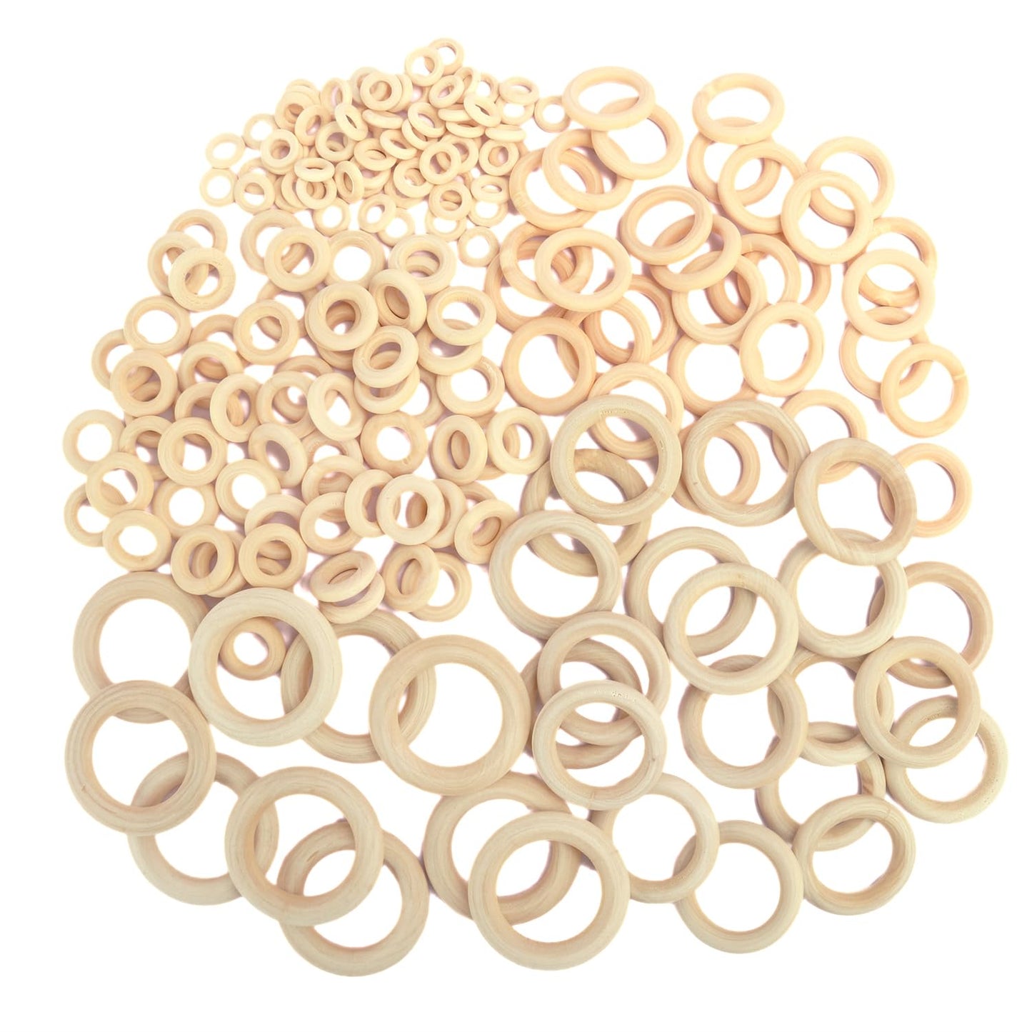 500 PCS 0.6/0.95/1.38/1.77/2.2 Inch Wooden Rings for Crafts, Natural Wood Rings for Macrame, Jewelry Making, and DIY Crafts, Unfinished Smooth Wood Rings, by GNIEMCKIN