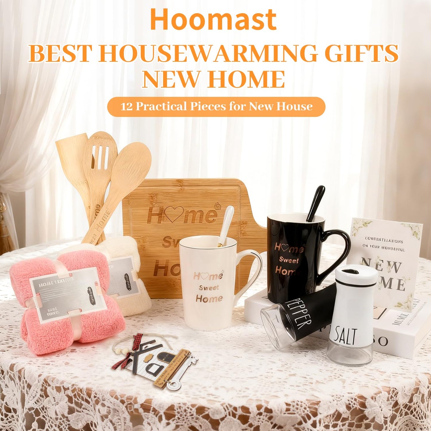 Hoomast House Warming Gifts New Home, 12 Pcs Housewarming Gift Ideas, New House Gift Basket for Homeowners Couples Women, Closing Gifts for Home Buyers