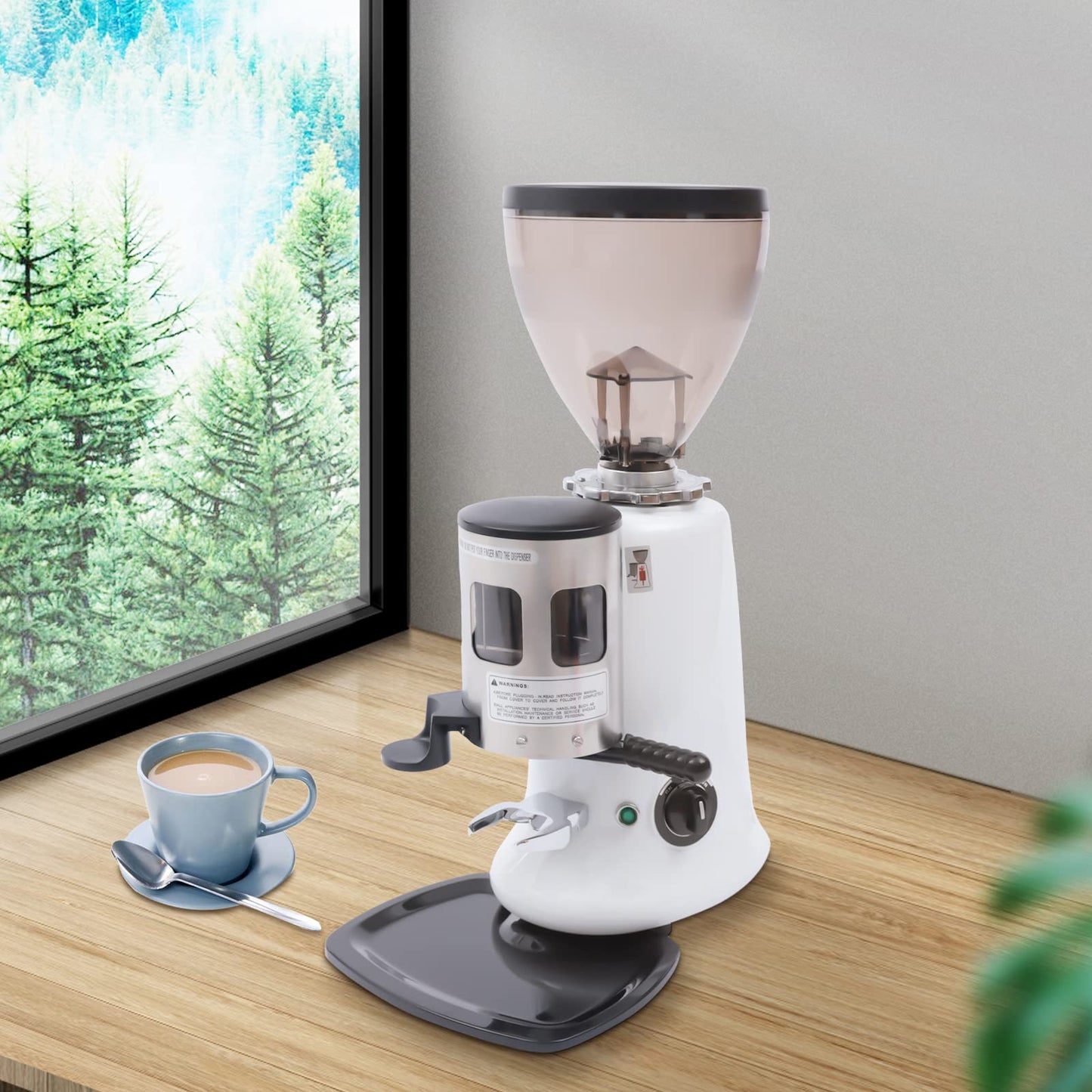 Commercial Coffee Grinder, 110V 350W Electric Coffee Grinder Semi-Auto Burr Mill Espresso Coffee Makers Grinding Tool with Grinding+Hopper for Homes, Coffee Shops, Offices, Restaurants
