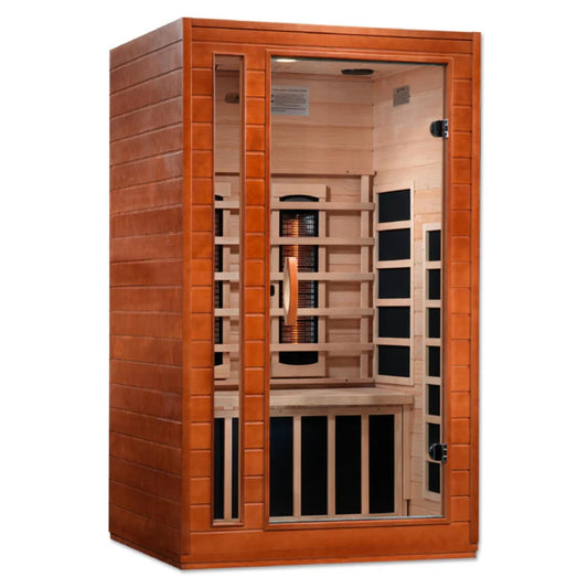 DYNAMIC SAUNAS Cordoba 2-Person Full Spectrum Infrared Sauna with Red Light Therapy & Bluetooth Speakers | Personal Indoor Dry Heat Sauna Room for Spa, Home & Gym – Made from Canadian Hemlock