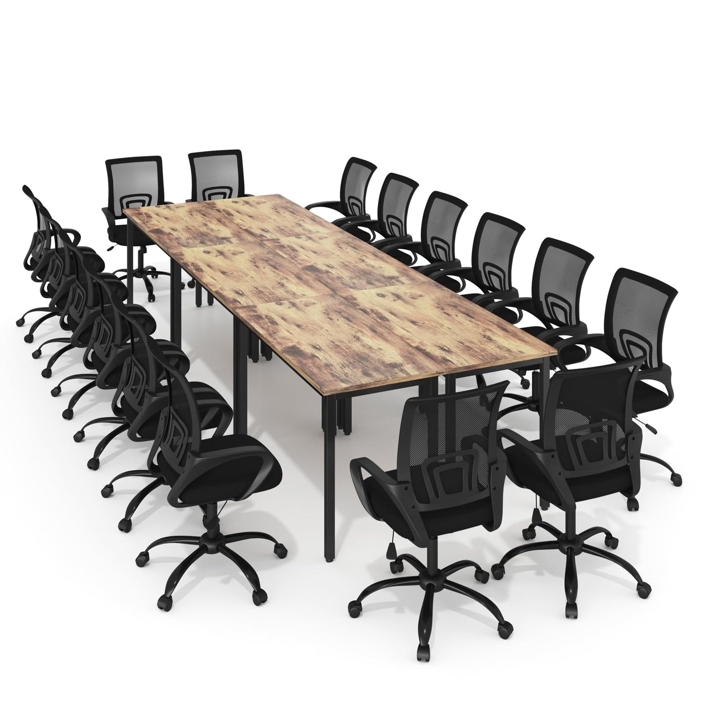 Bonzy Home 14ft Conference Tables Chair Set, 165"x47"x30" Table & 16pcs Chairs, Office Computer Desk and Chair Set for Meeting Room Study Printer Table Seminar Office Furniture Set for 16 People