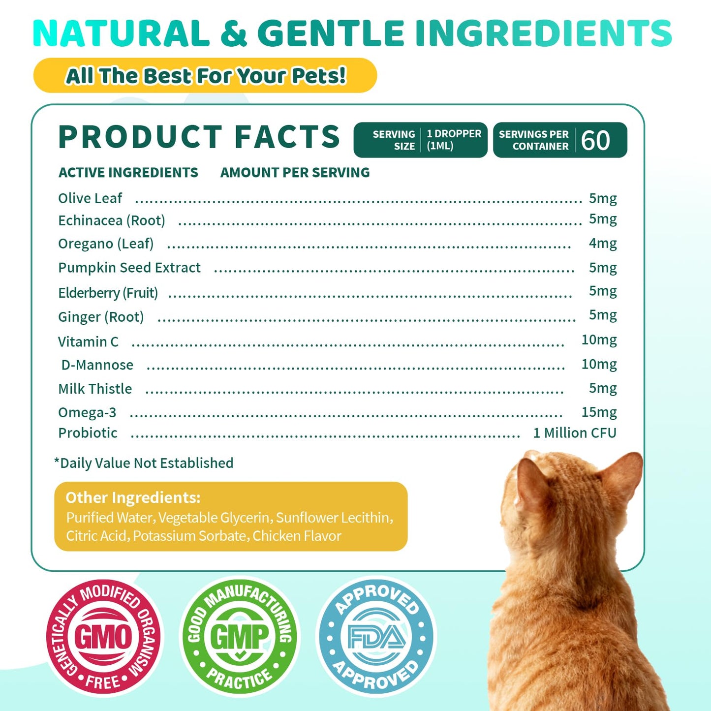 Natural Allergy Relief for Cats, Cat Itchy Skin Allergy Relief - Omega 3 & Probiotic for Allergies Cats, Cat Itch Relief - Skin & Coat Health, Immune Support, Seasonal Allergies - Chicken Flavor