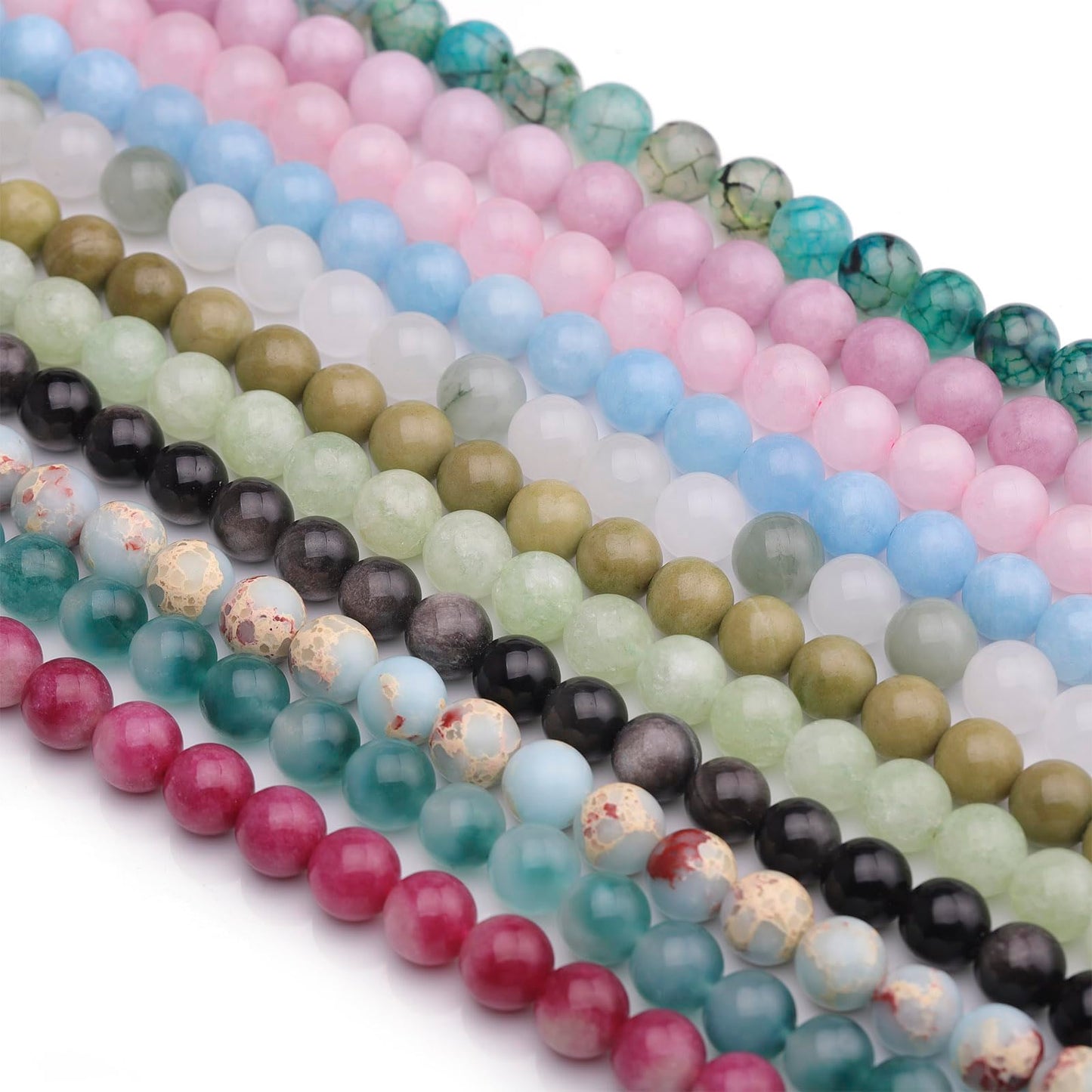 35pcs 10mm Natural Gemstone Beads for Jewelry Making Supplies,Obsidian Healing Crystal Polished Round Loose Stone Beads for Bracelet Necklace 15 Inch