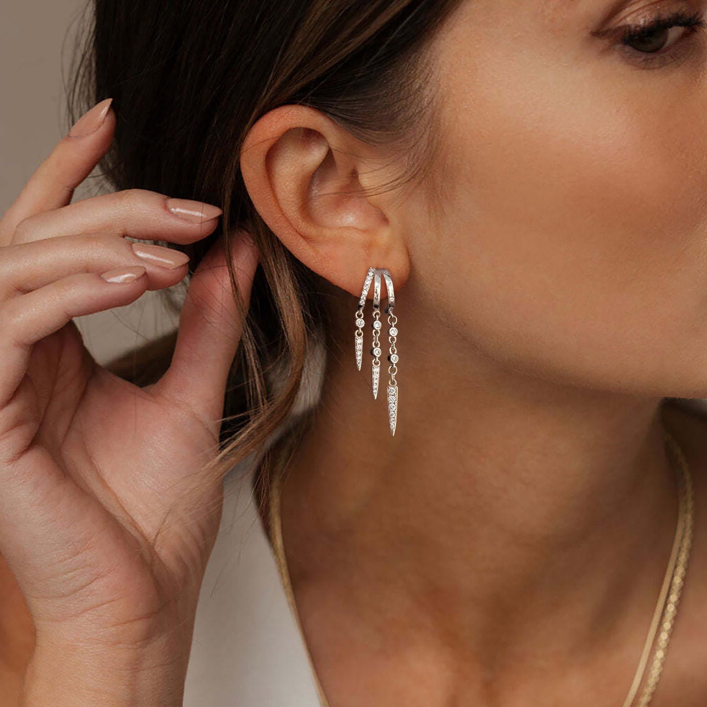 SELSHE Dangle Earrings for Women Trendy, Small Silver Hoop Stud Earrings Long Silver Triple Drop Earrings Dainty Drop Earrings for Women Women's Accessories Jewelry