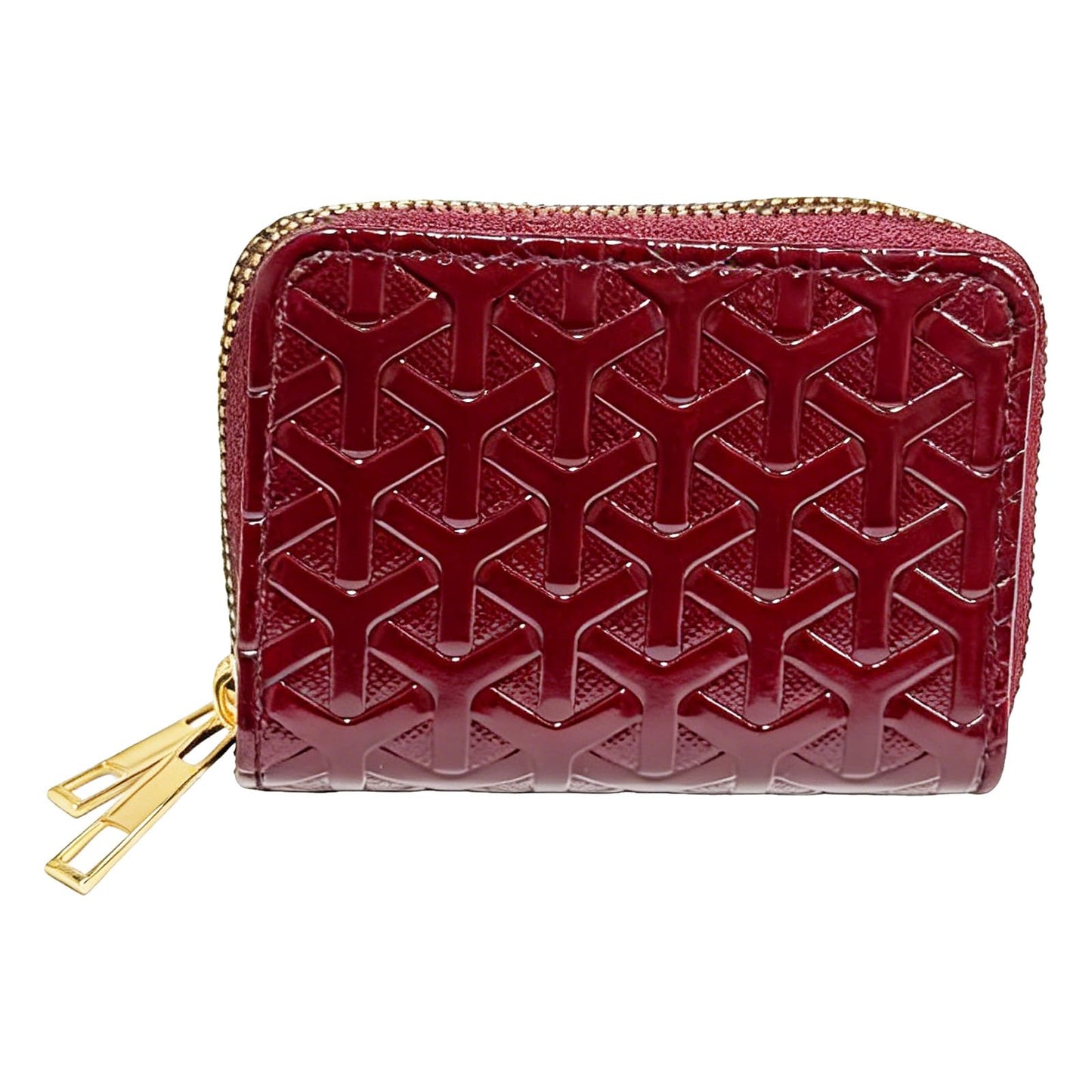 LFWATAXY PU Leather Accordion Card Wallet, Double-Layer Zippered Card Holder for Women Men Multi-Slot Large Capacity Card Organizer Compact Travel Wallet with Coin Purse ID Window (Red)