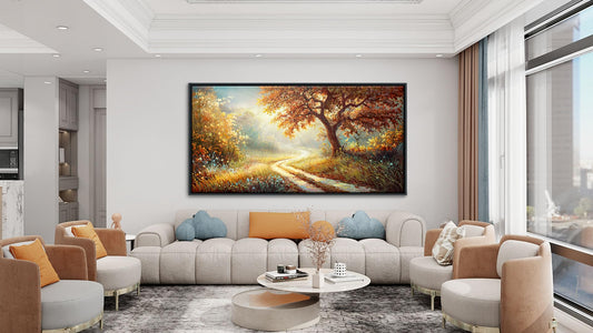 YDYSUNE Landscape Canvas Poster Wall Art Vintage Countryside Field Path Scenery Picture Print Wall Decor Retro Painting Artwork for Modern Home Bedroom Office 29x58inch