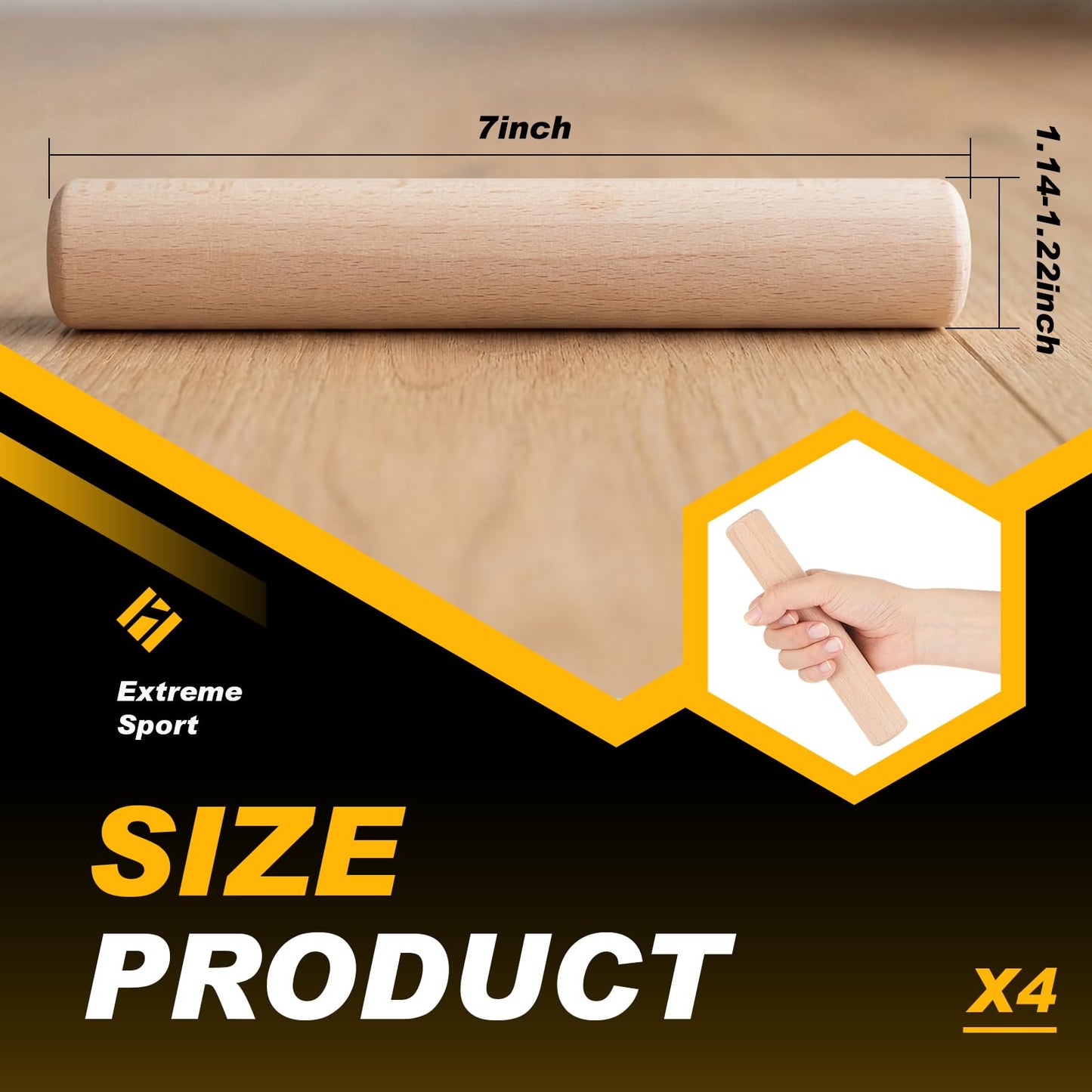 Qunclay 2 Pcs Climbing Hard Wood Pegs for Peg Boards, 6.5" in Length Wood Peg Board Climbing Holds for Body Building, Grip/core Strength and Endurance Training
