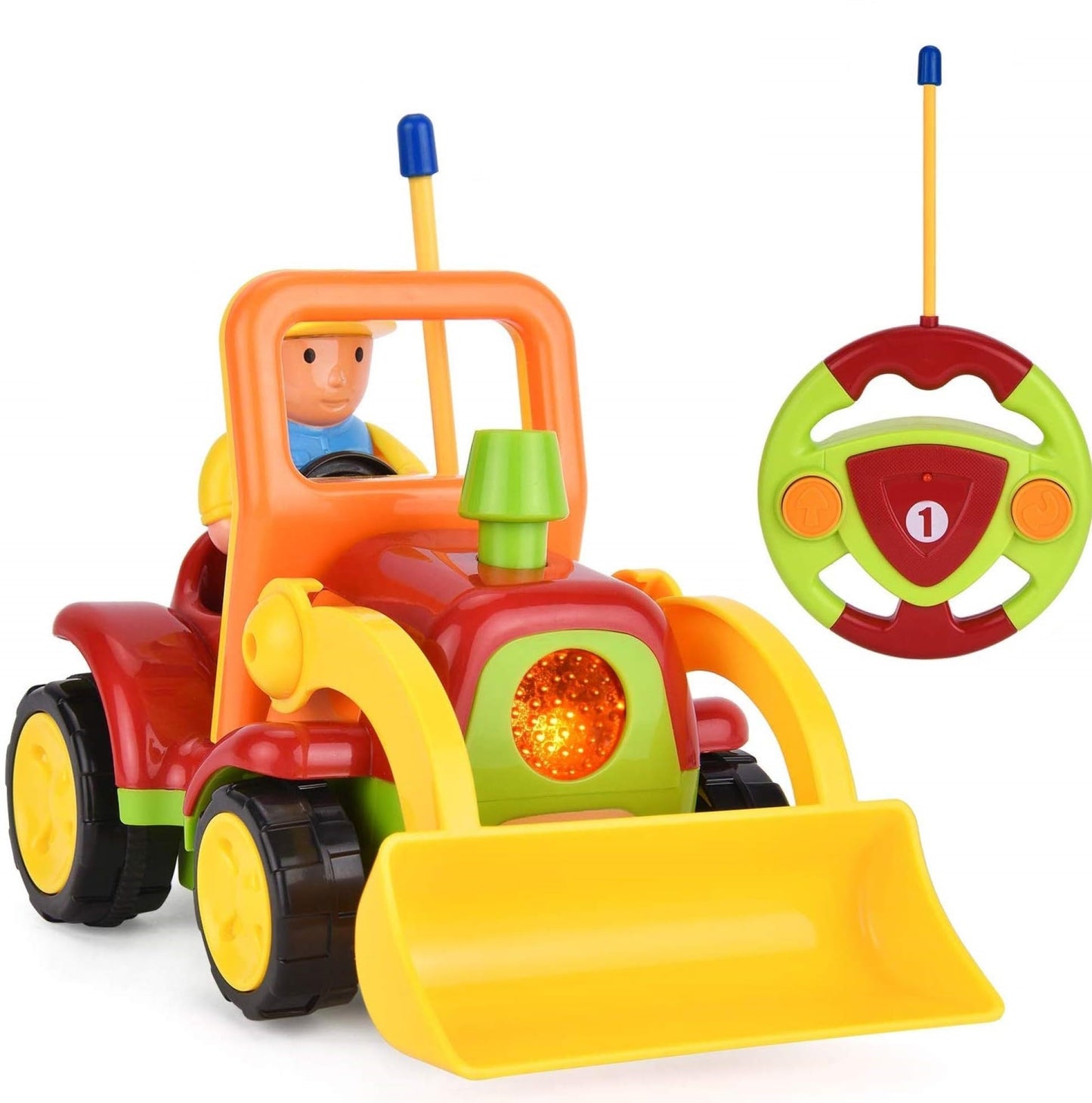 Haktoys Remote Control Bulldozer Toy for Toddlers – Easy RC Construction Tractor with Blade for Boys & Girls Ages 18 Months and Up | First Remote Control Vehicle for Kids