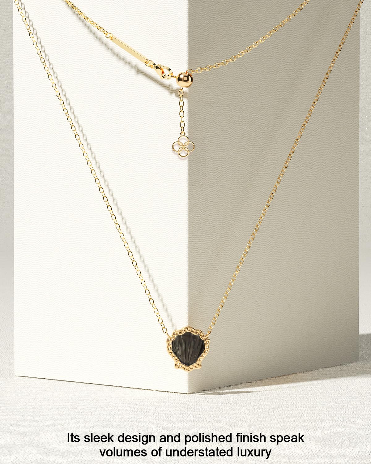AICase 18K Gold Plated Pendant Necklace for Women,Shell Ivory Mother Of Pearl Fashion Dainty Jewelry,Anniversary Birthday Gifts for Women/MoM/Sister/Friends/Her/Wife/Grandma/Coworker_Black