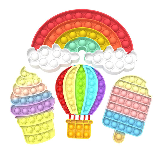 4Pack Pop Fidget Toys,Push Pop Fidget Sensory Toys Set,Stress Relief Gifts for Kids & Adults,Party Favors Toddler Toys for Christmas Birthday Gifts,Party Supplies,Classroom Prizes (Rainbow Style)