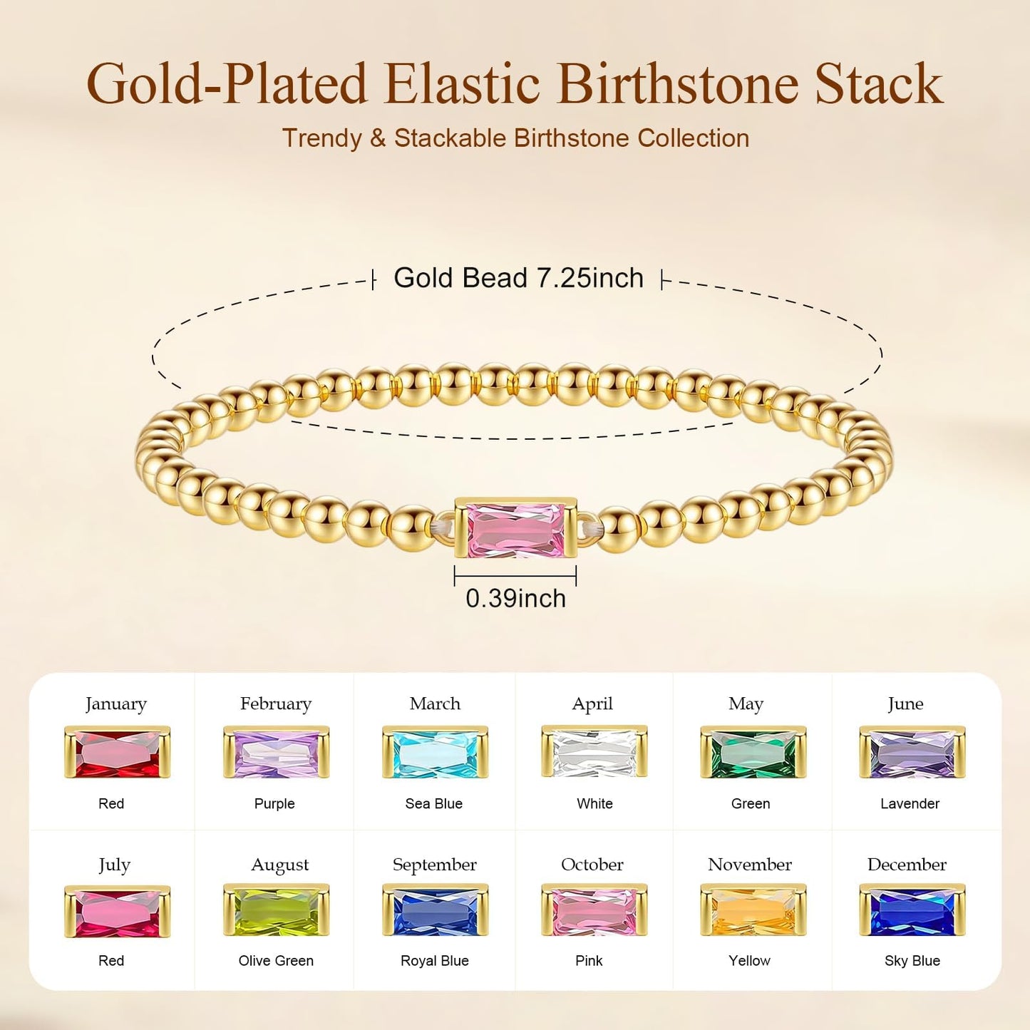 5 PCS Gold Bracelets for Women, Dainty Birthstone Bracelet 14K Gold Plated Stackable Paperclip Cuban Link Chain Bead Bracelets, Fashion Trendy Jewelry Sets Birthday Gifts