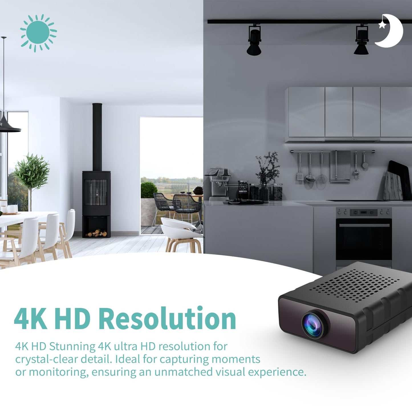 Mini Baby Camera Monitor, Nanny Cam for Home | Smart Indoor Security Camera with Free Cloud & SD Storage, WiFi or No WiFi Cam for Baby/Pet/Nanny Monitoring, Portable Design