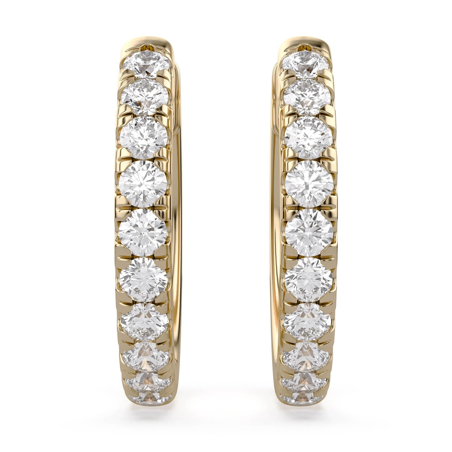 Huggie Hoop Earrings For Women, 1/4 Carat Round Shape Lab Grown Diamond Wedding Bridal Hoop Earrings In 10K Solid Yellow Gold Jewelry for Her (0.25 Cttw)