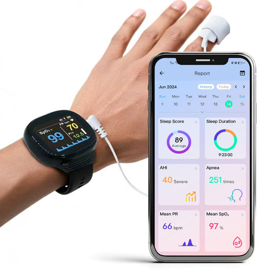 Pepultech Wrist Sleep Pulse Oximeter, Rechargeable Continuous SpO2 & Heart Rate Monitor with Buzzer Reminder, Bluetooth Blood Oxygen Saturation Tracker with Free APP Report,for Sports & Aviation Use