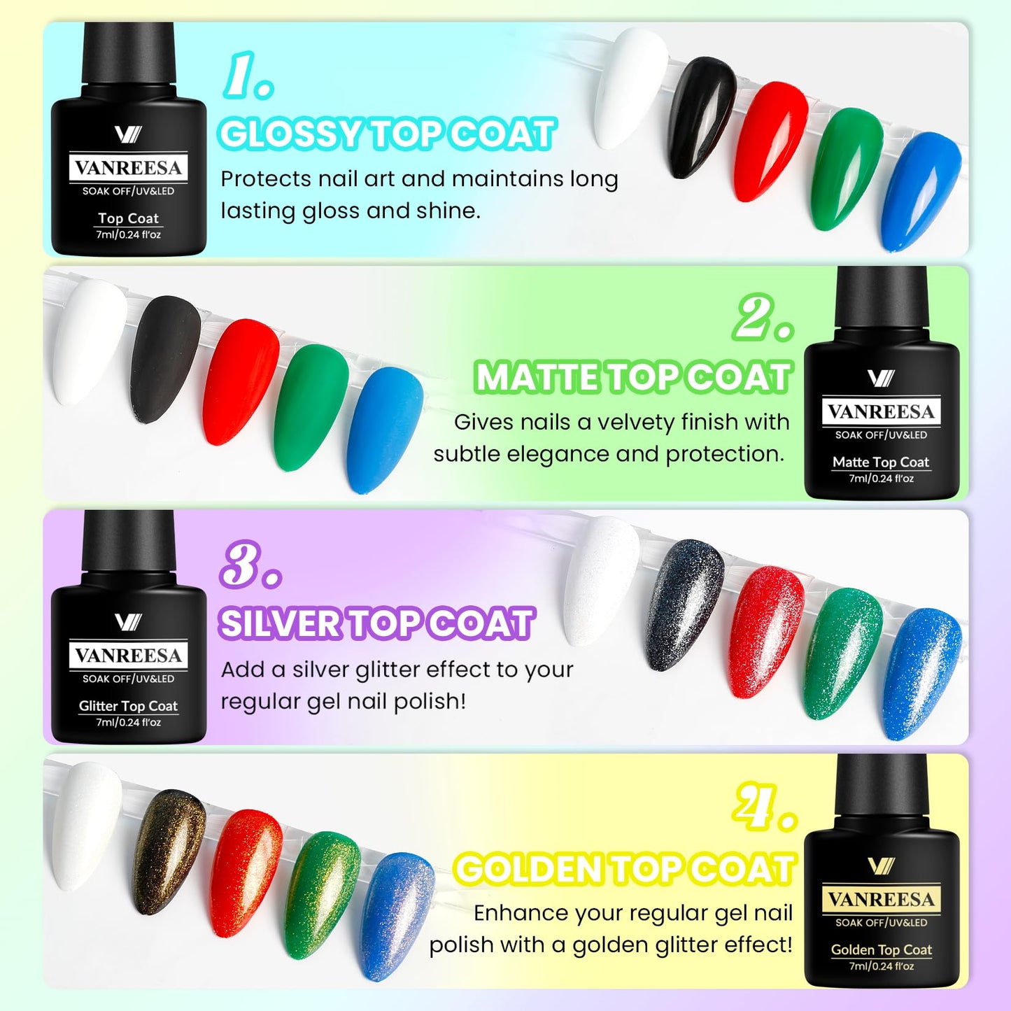 VANREESA Gel Nail Polish Kit with U V Light 74 Pcs Gel Polish Nail Set 56 All Seasons Colors Nail Polish Set + Base and 4 Effects Top Coat with Manicure Tools Complete Nail Kit Gifts for Women