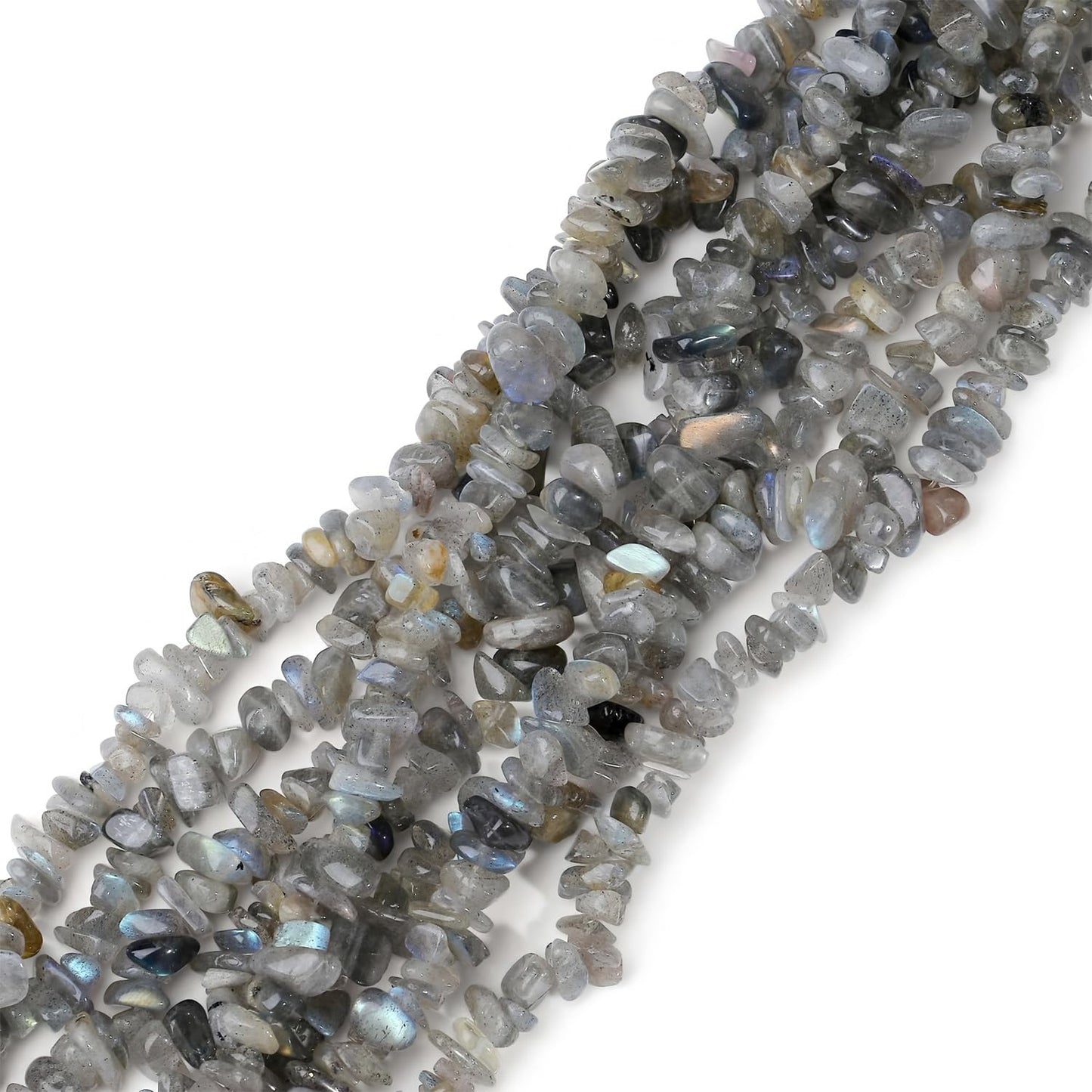 Natural Chip Stone Beads 450pcs Labradorite Chips 5-8mm Genuine Real Irregular Healing Crystal Rocks Hole Drilled DIY Loose Gemstone Beads for Jewelry Making Bracelet Earrings Necklace Crafting