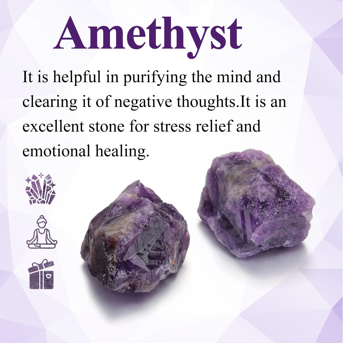 Jovivi 2pcs Raw Amethyst Crystals,Large 1.6-2.2" Healing Crystals Natural Rough Stones Crystal for Tumbling, Cabbing, Home Decoration, Polishing, Wicca & Reiki