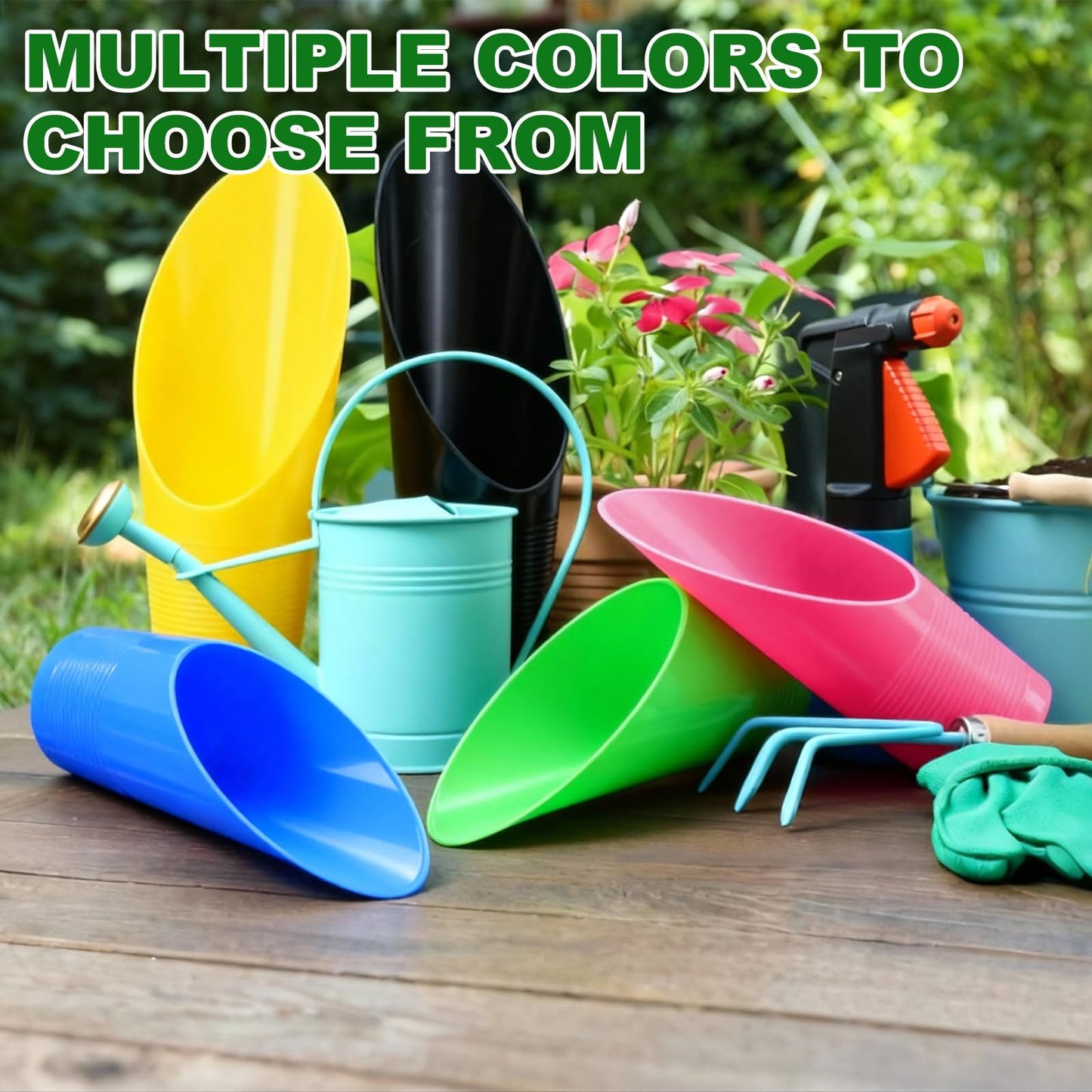 M METERXITY 18-Pack Bonsai Soil Scoops, Plastic Garden Soil Scoops Bucket Shovel Potting Scoopers for Transplanting/Flower Planting/Plant Succulent, Colorful Small Gardening Tools [Green]