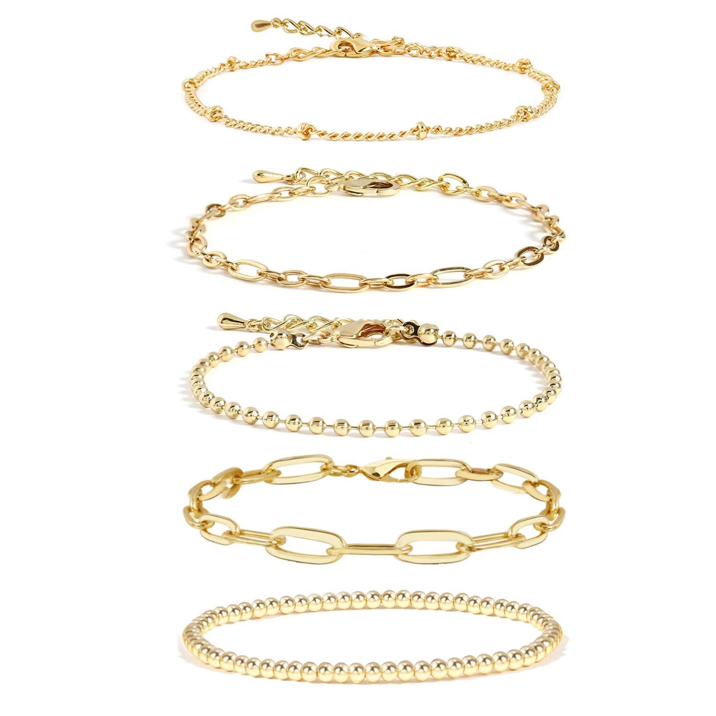 Waterproof Gold Bracelet Stack for Women Non Tarnish,Stainless Steel 14K Gold Plated Dainty Bracelets Layered Paper Clip Bracelet Chain Bracelet for Women Jewelry