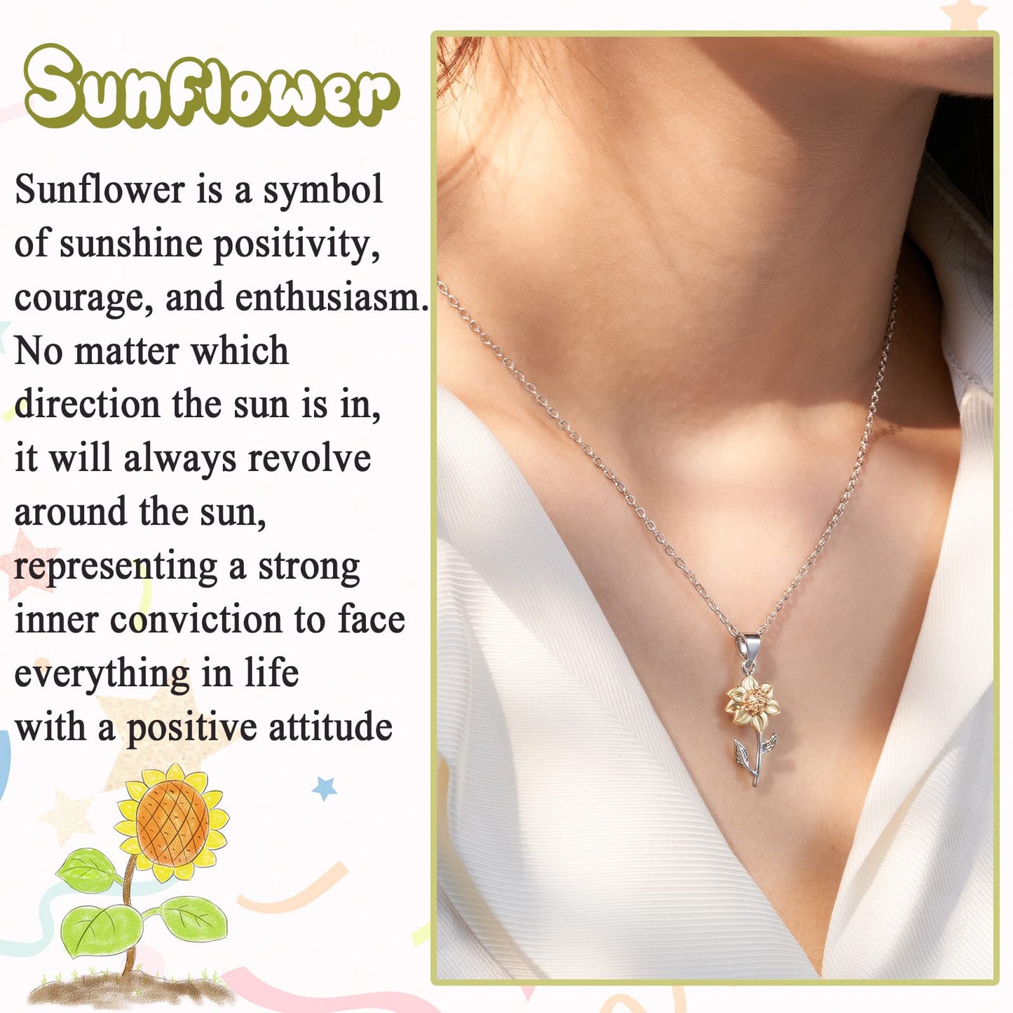 Tarsus Daughter Necklace, Daughter Gifts from Mom Mother's day Christmas Gift Sunflower Jewerly Birthday to My Daughter Valentines Necklaces for Teen