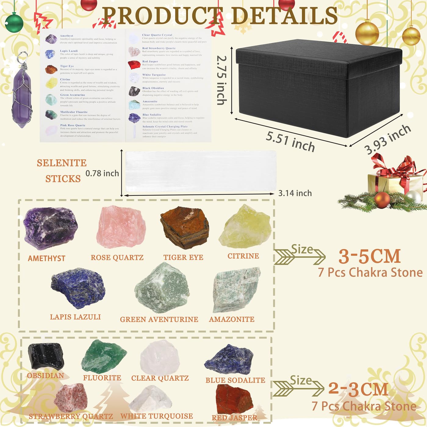 DUQGUHO 17Pcs Crystals and Healing Stones Crystal Gifts Set Raw Chakra Stones Colored Rocks for Beginners Collection Chakra Gift