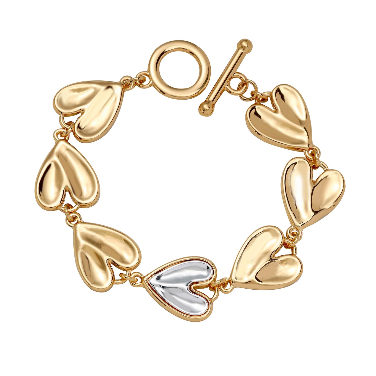 Ginyejly 14K Gold and Silver Plated Special Cain Link with Toggle Clasp Closure in Daily or Party for Women Fashion Jewelry Gifts (gold heart chain)